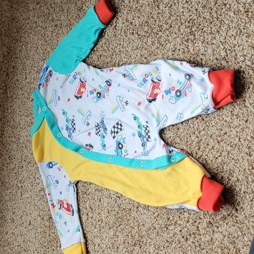 Playskool vintage racecar onesie in primary colors 3-6 months